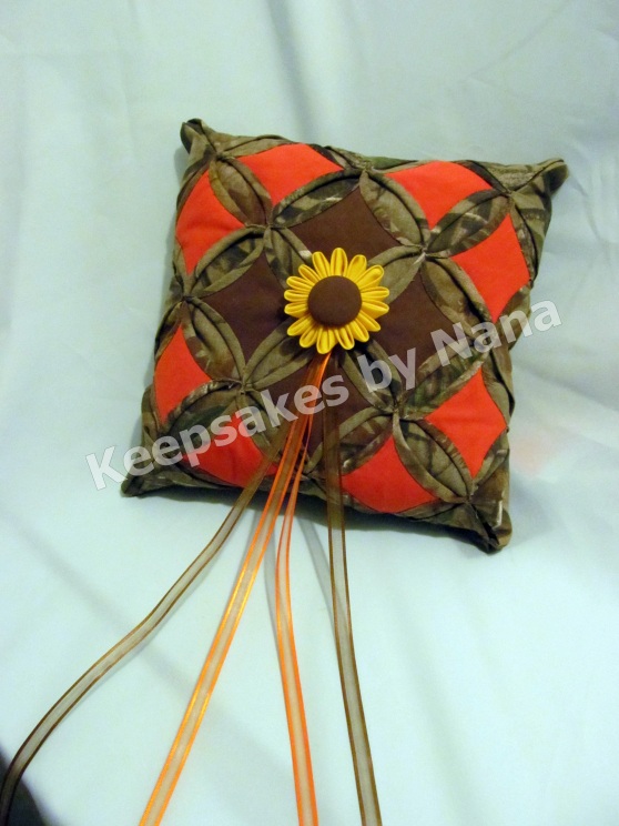 Camo Ringer Bearer Pillow w Sunflower